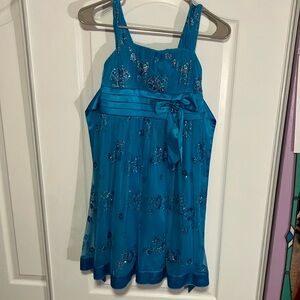 Stunning Blue Size 12 Girls Dress with Sparkling Details